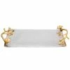 Chic House Forever Aluminum Rectangle Tray With Floral Handle Table Tops