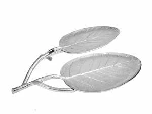 Chic House Forever 14.5”L X 11.25”W X 2.75”H Leaf Relish Dish Silver 3 Chic House Forever 14.5”L X 11.25”W X 2.75”H Leaf Relish Dish Silver