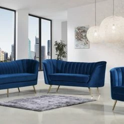 Chic House Forever Living Room Margo Velvet Sofa