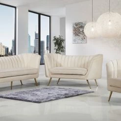 Chic House Forever Living Room Margo Velvet Sofa
