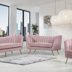 Chic House Forever Living Room Margo Velvet Sofa