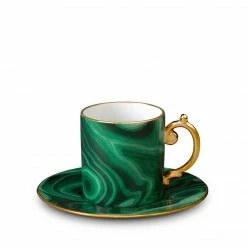 L'OBJET Malachite Espresso Cup + Saucer