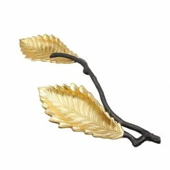 Chic House Forever Table Tops Gold 2 Bowl Relish Dish With Black Branches