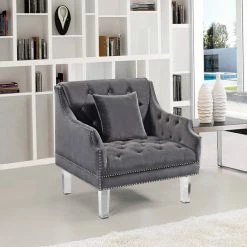 Chic House Forever Living Room Roxy Velvet Chair