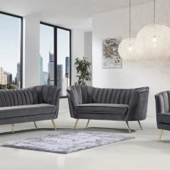 Chic House Forever Living Room Margo Velvet Sofa