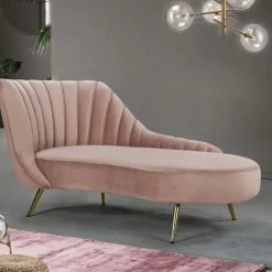 Chic House Forever Margo Velvet Chaise Lounge