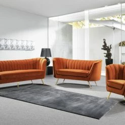 Chic House Forever Living Room Margo Velvet Sofa