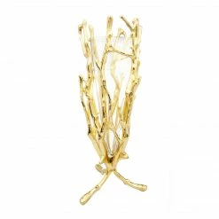 Chic House Forever Table Tops 19" Gold Floral Vase With Removable Glass Insert