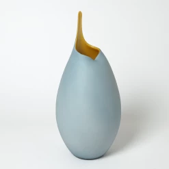 Global Views Frosted Blue Vase With Amber Casing