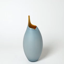 Global Views Frosted Blue Vase With Amber Casing