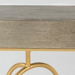 Chic House Forever Wood And Metal Base Console Table With Glass Housewares