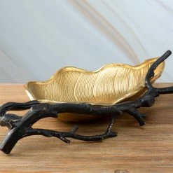 Chic House Forever Gold Leaf Candy Dish With Black Branch Table Tops