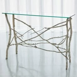 Global Views Twig Console-Silver Leaf