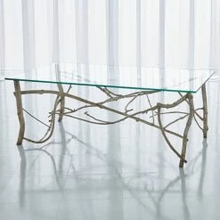 Global Views Twig Cocktail Table-Silver Leaf