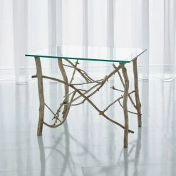 Global Views Twig End Table-Silver Leaf