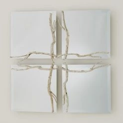 Global Views Twig Mirror-Silver Leaf-Sm