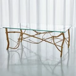 Global Views Twig Cocktail Table-Gold Leaf