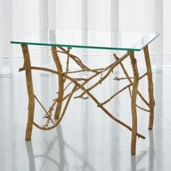 Global Views Twig End Table-Gold Leaf