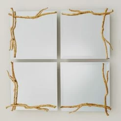 Global Views Twig Mirror-Gold Leaf-Sm