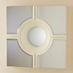 Global Views Bull's Eye Cross Mirror-White