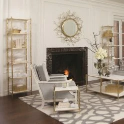 Global Views Arbor Etagere-Brass/White Marble