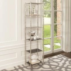 Global Views Arbor Etagere-Nickel/Black Granite