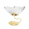 Chic House Forever Table Tops Stainless Steel Footed Bowl With Lotus Flower Design