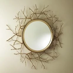 Global Views Twig Mirror-Brass