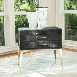 Global Views Stiletto Bedside Table In Black