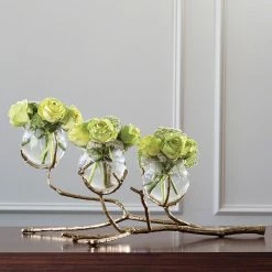 Global Views Twig 3 Vase Holder-Brass