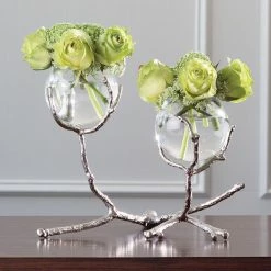 Global Views Twig 2 Vase Holder-Nickel