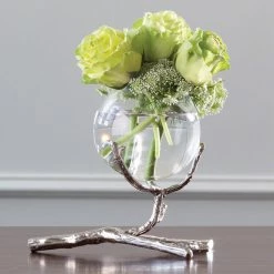 Global Views Twig Vase Holder-Nickel