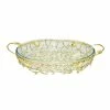 Chic House Forever Round Gold Handled Pyrex Holder With Leaf Design