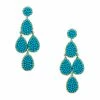 Roni Blanshay Gold Plated Metal Turquoise/Gold Swarovski Crystals Pave Earring