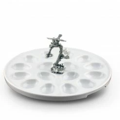 Vagabond House/Arthur Court Vagabond House / Arthur Court Deviled Egg Tray With Pewter Song Bird Handle