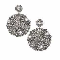 Roni Blanshay Silver Plated Metal Earring With Swarovski Crystals Accent