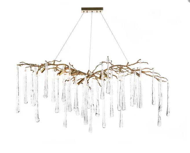 John Richard Brass And Glass Teardrop Nine-Light Chandelier 3 John Richard Brass And Glass Teardrop Nine-Light Chandelier