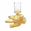 Chic House Forever Gold Embossed Leaf Dish With Branched Candle Holder Table Tops