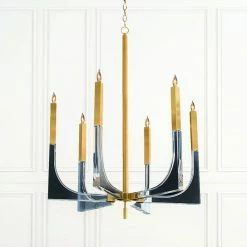 John Richard Acrylic And Brass Six-Light Chandelier