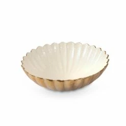 Julia Knight Peony 15" Round Bowl Gold Snow