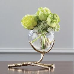 Global Views Twig Vase Holder-Brass
