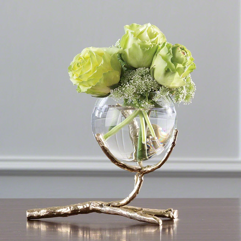 Global Views Twig Vase Holder-Brass 3 Global Views Twig Vase Holder-Brass
