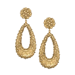 Roni Blanshay Swarovski Crystal Sprayed Open Teardrop Gold Mesh Earring