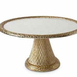 Julia Knight Florentine 14" Pedestal Server Gold Snow
