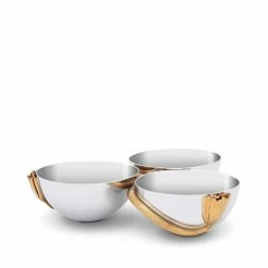 L'OBJET Deco Leaves Condiment Server-3 Section