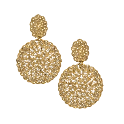 Roni Blanshay Double Disc Swarovski CrystalSprayed Gold Mesh Earring