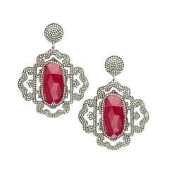Roni Blanshay Swarovski Crystal Pave Square Deco Earring