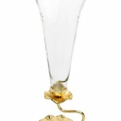 Chic House Forever Glass Vase With Gold Lotus Flower Design