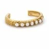 French Kande 14K GOLD PEARL FLEUR DE LIS BANGLE