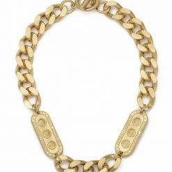 French Kande Jewelry BEVEL CHAIN WITH TWIN LILLE MEDALLIONS
